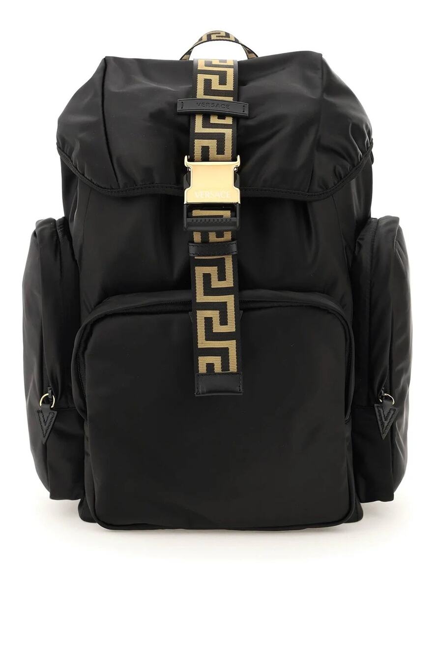 Versace Greca nylon & leather backpack NEW (VS1)